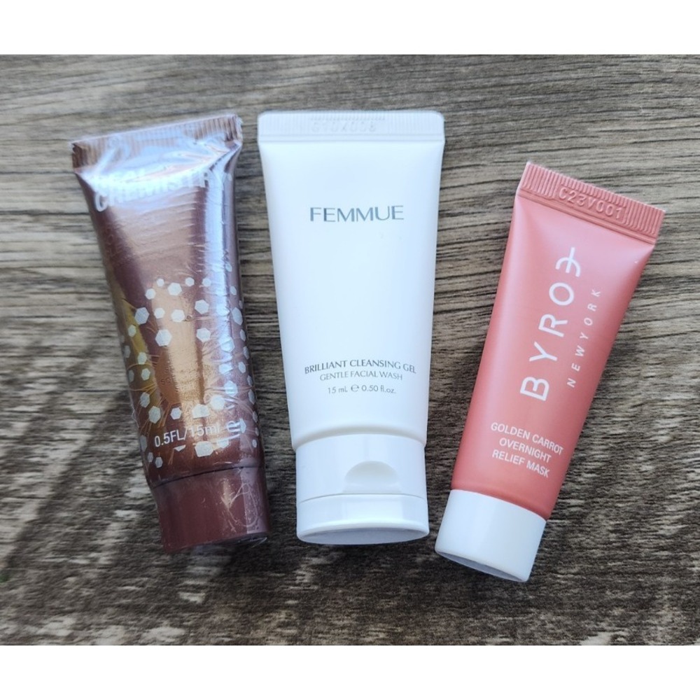 Lot 3 Mini Real Chemistry Cleanser Femmue Facial Wash Byroe Golden Carrot Mask‎